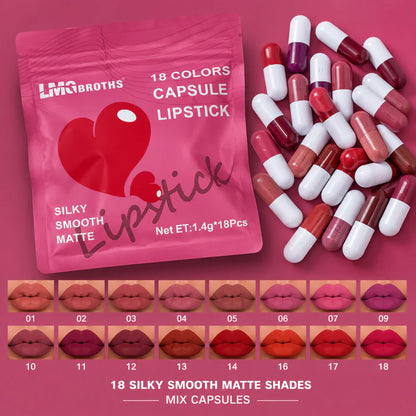 Mini Capsule Lipstick Pack (18 Pcs) – Smooth & Hydrating