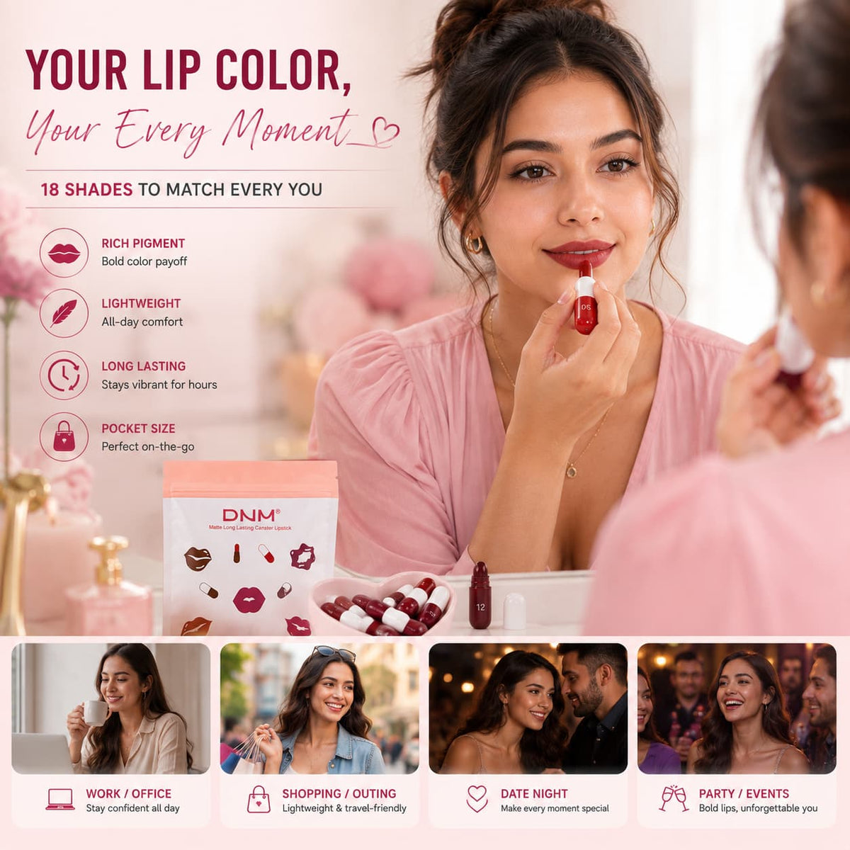 Mini Capsule Lipstick Pack (18 Pcs) – Smooth & Hydrating
